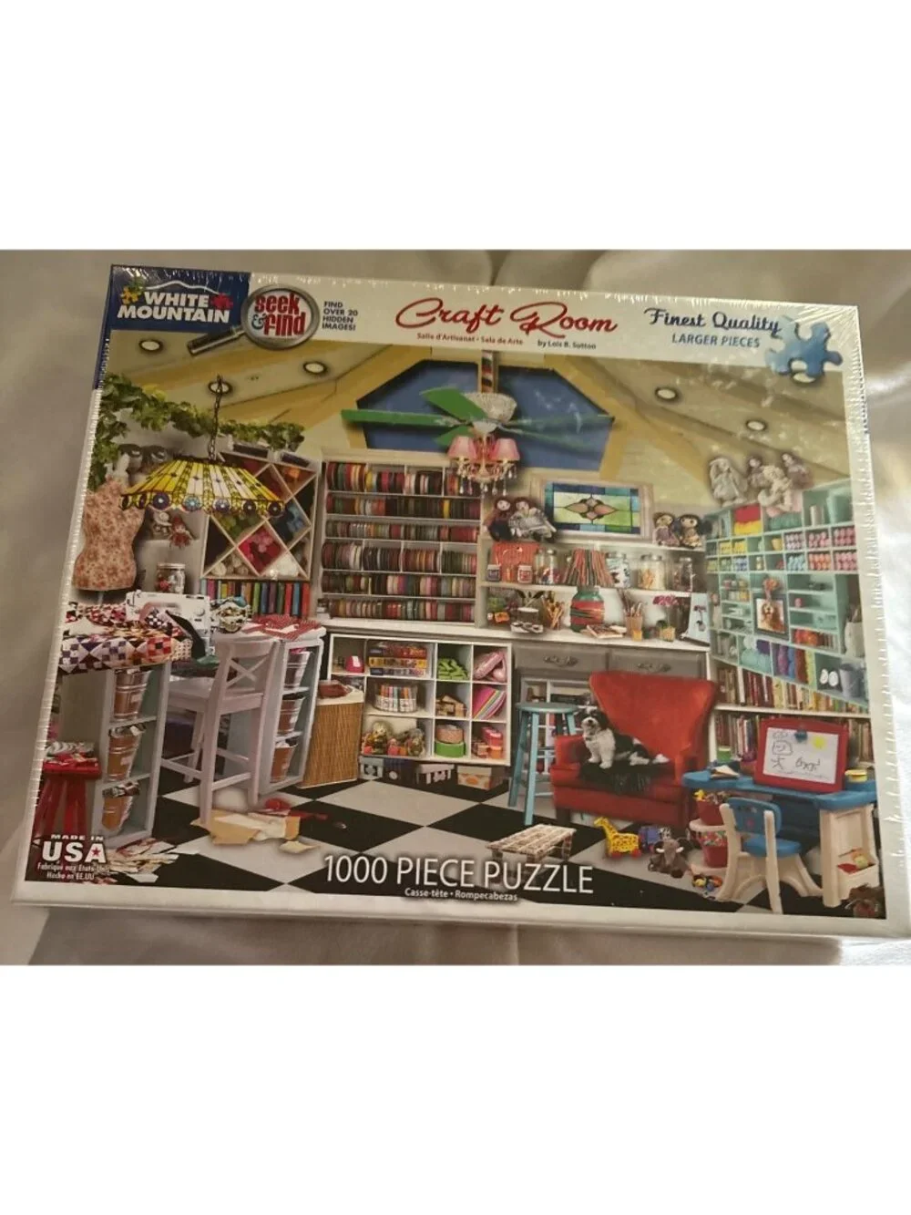 White Mountain 1000-Piece Craft Room Jigsaw Puzzle With Larger Pieces By Lois Su